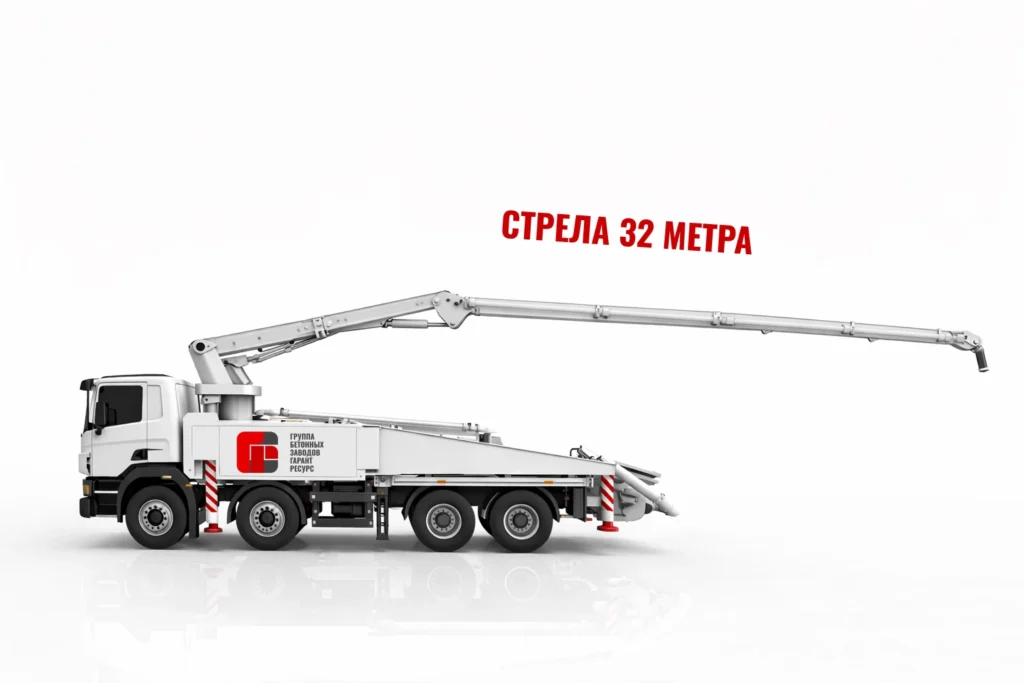 Автобетононасос со стрелой 32 м для подачи бетона в Бронницах и области